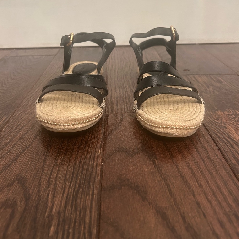 Coach Black and Tan Espadrille Sandals